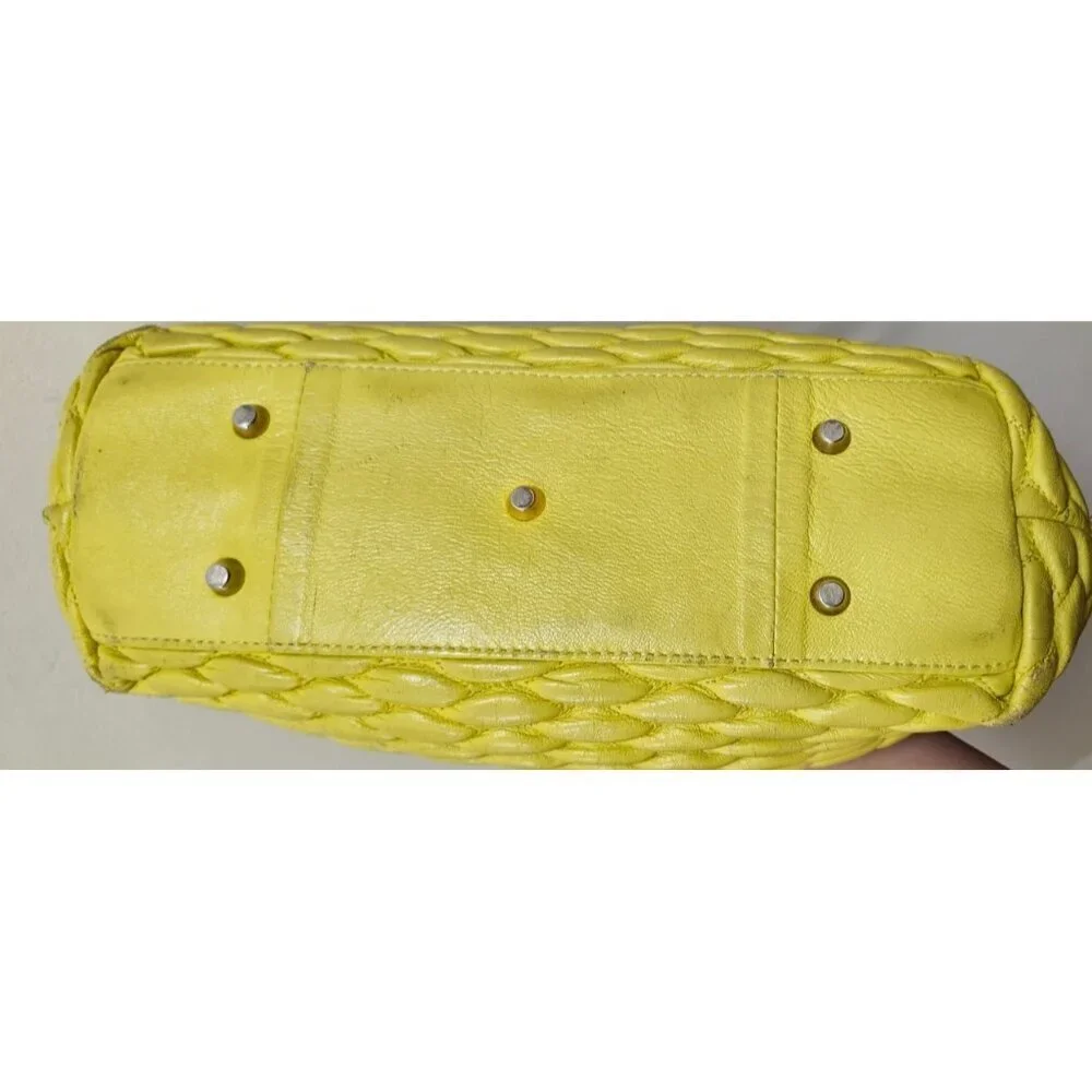 Paolo Masi Italy Woven Leather Tote Bag Yellow Genuine Leather Handbag Italy